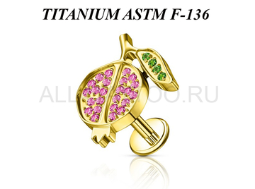 Лабрет из титана Ti Metal гранат