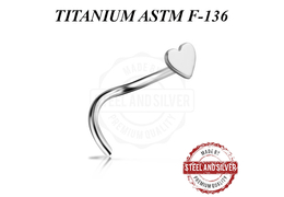 Нострил из титана Steel and Silver сердечко