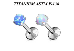 Лабрет из титана с опалом