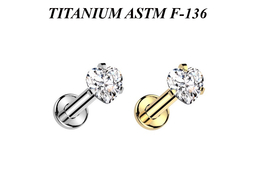 Лабрет из титана сердце в лапках