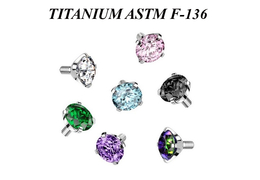 Накрутка из титана Ti Metal с фианитом в лапках