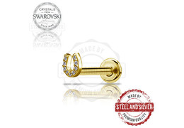 Лабрет Steel and Silver подкова с кристаллами