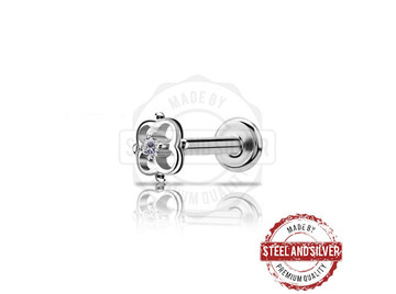 Лабрет Steel and Silver стальной цветок