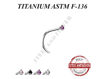 Нострил титановый Steel and Silver с фианитом