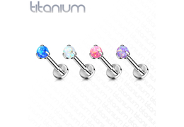 Безрезьбовой лабрет из титана с опаловым шариком