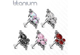 Безрезьбовой лабрет из титана с кластером страз Безрезьбовой лабрет из титана с кластером страз