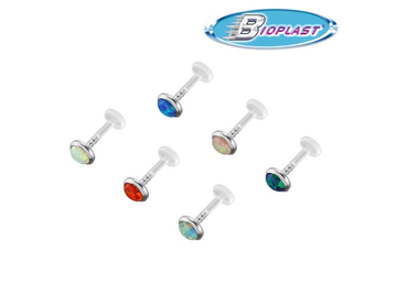 Лабрет из биопласта с опалом