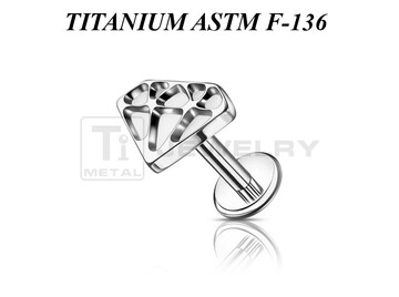 Лабрет из титана Ti Metal даймонд